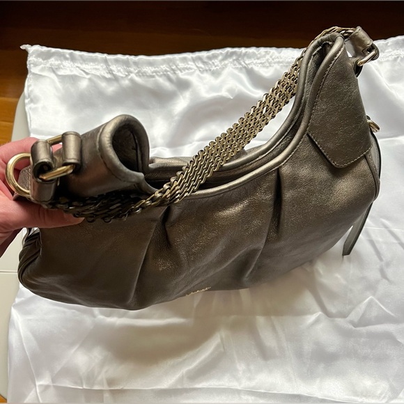 Burberry Silver Gold Metallic Prorsum Bag Mixed Metal Woven Chain Crossbody Bag - Picture 9 of 17